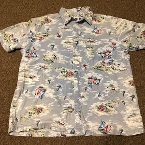 The Gap camp shirt Tropical Hawaiian  Button down Shirt size large 90s vintage